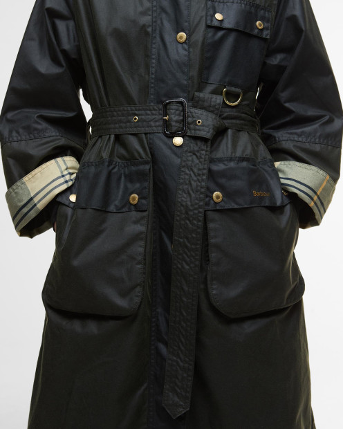 Milda Waxed Trench Coat Fern/Sage/Ancient Tartan