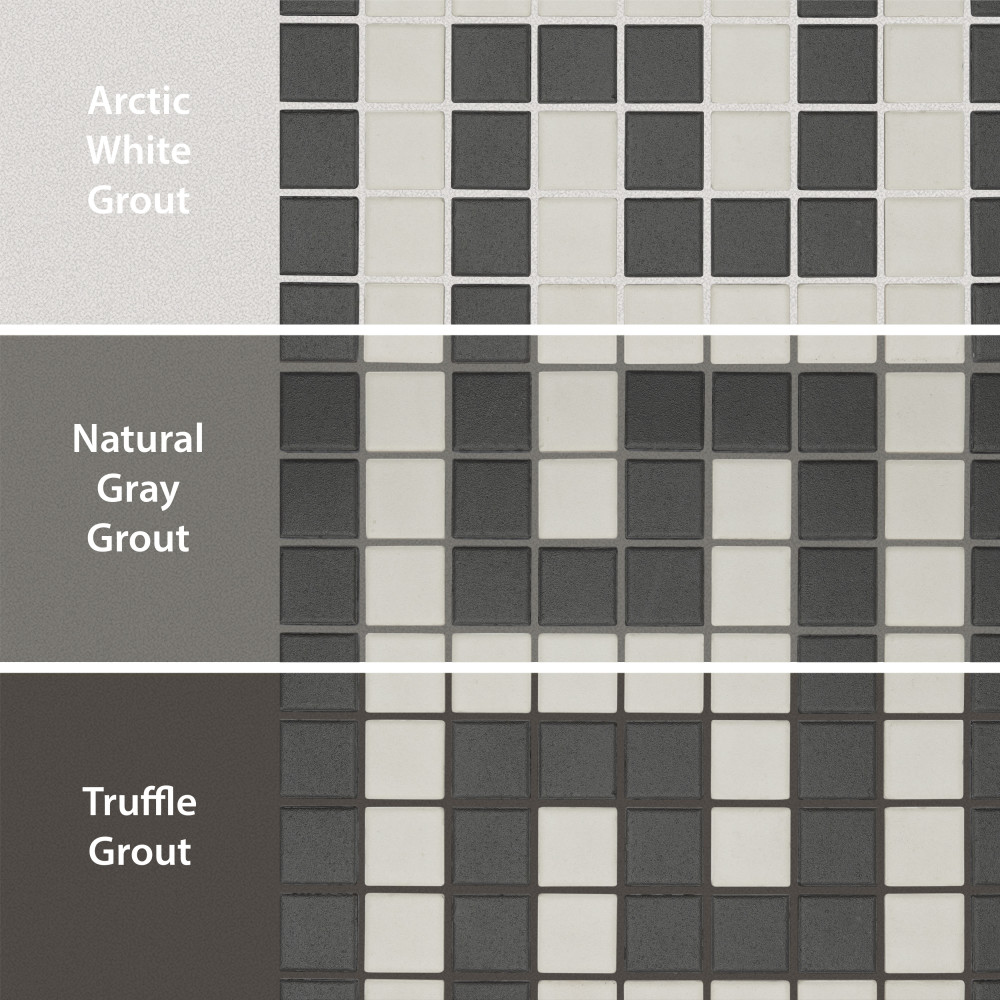 Gotham 1″ Greek T Border Unglazed Black and White 7-3/4 in. x 8-3/4 in. Porcelain Mosaic Tile