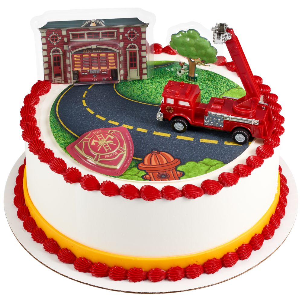 Image Cake Fire Truck & Station