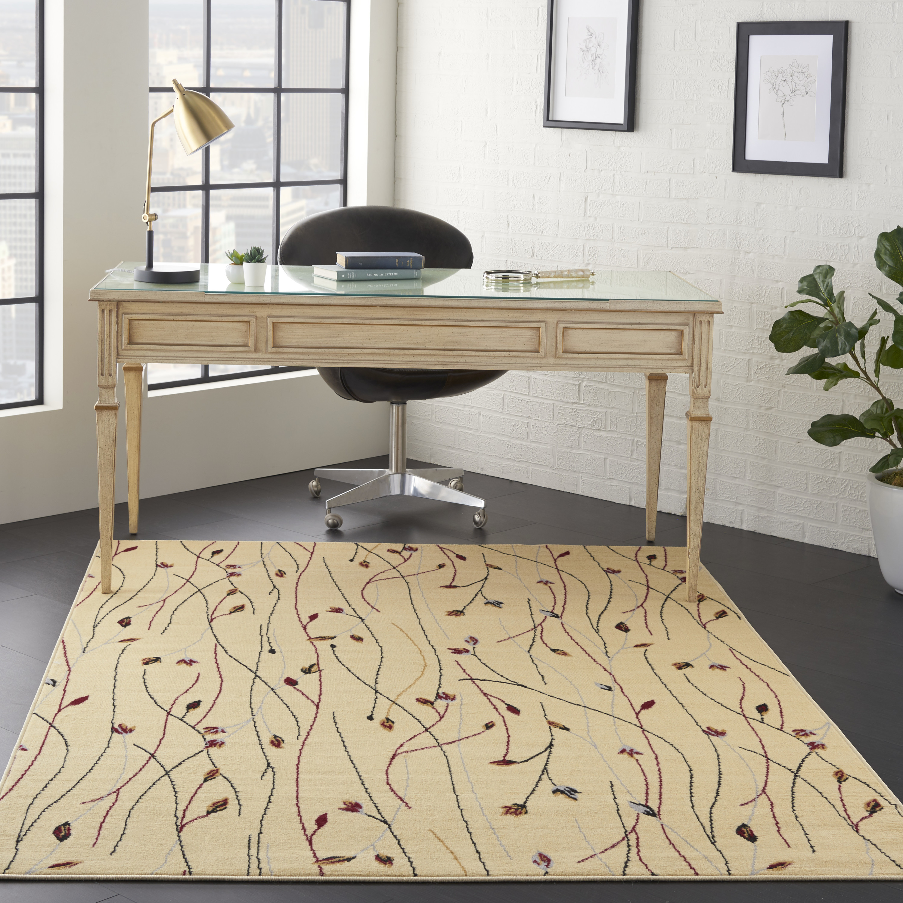Nourison Grafix 3'9" x 5'9" Cream Contemporary Indoor Rug