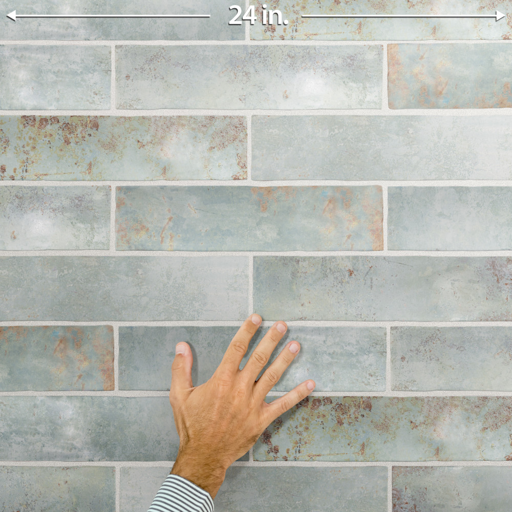 Biarritz Green 3 in. x 12 in. Ceramic Wall Tile