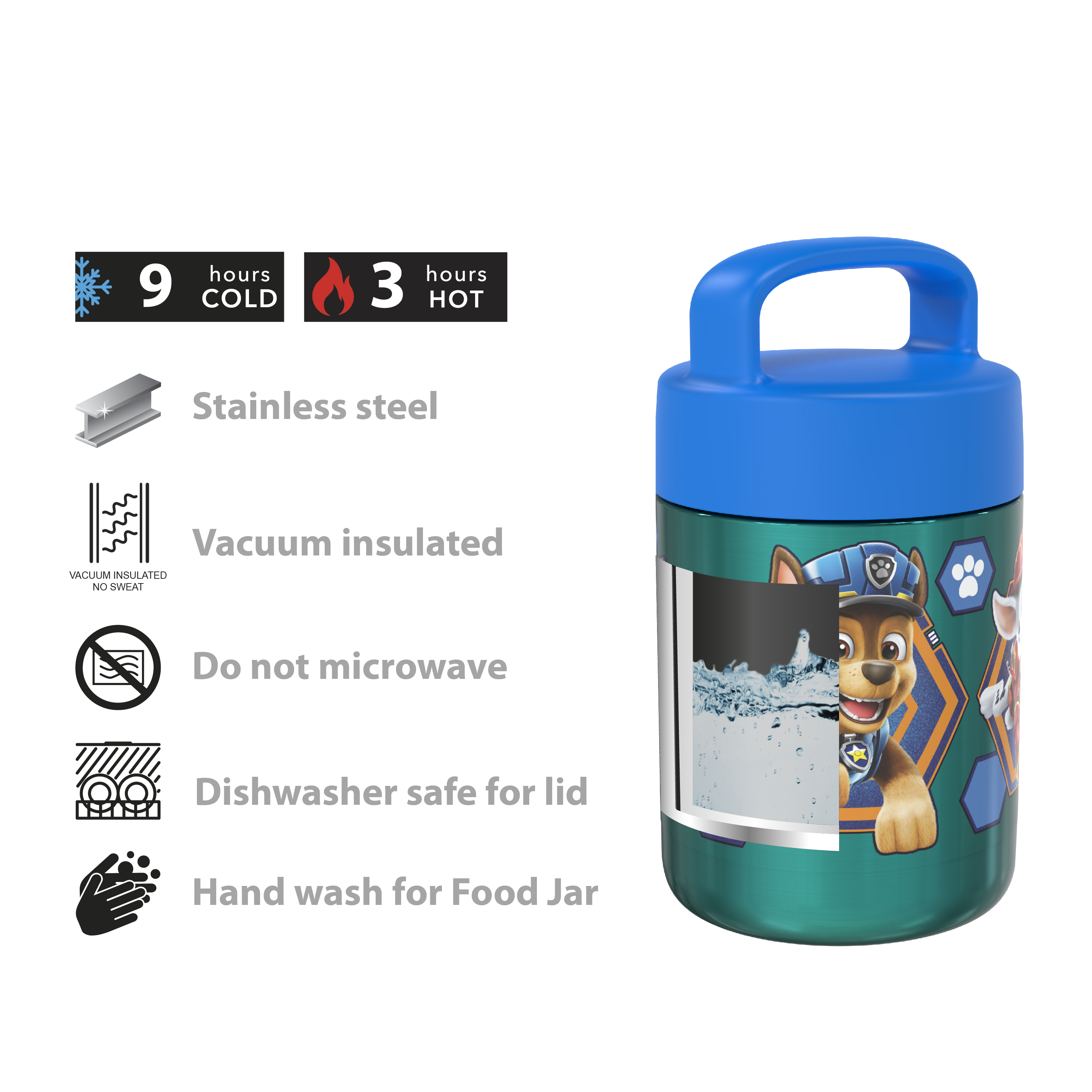 Paw Patrol Movie Reusable Vacuum Insulated Stainless Steel Food Container, Marshall, Chase and Friends slideshow image 9