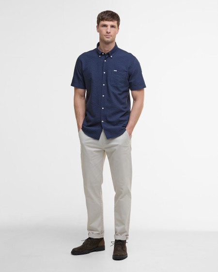 Longhall Seersucker Tailored Short-Sleeved Shirt