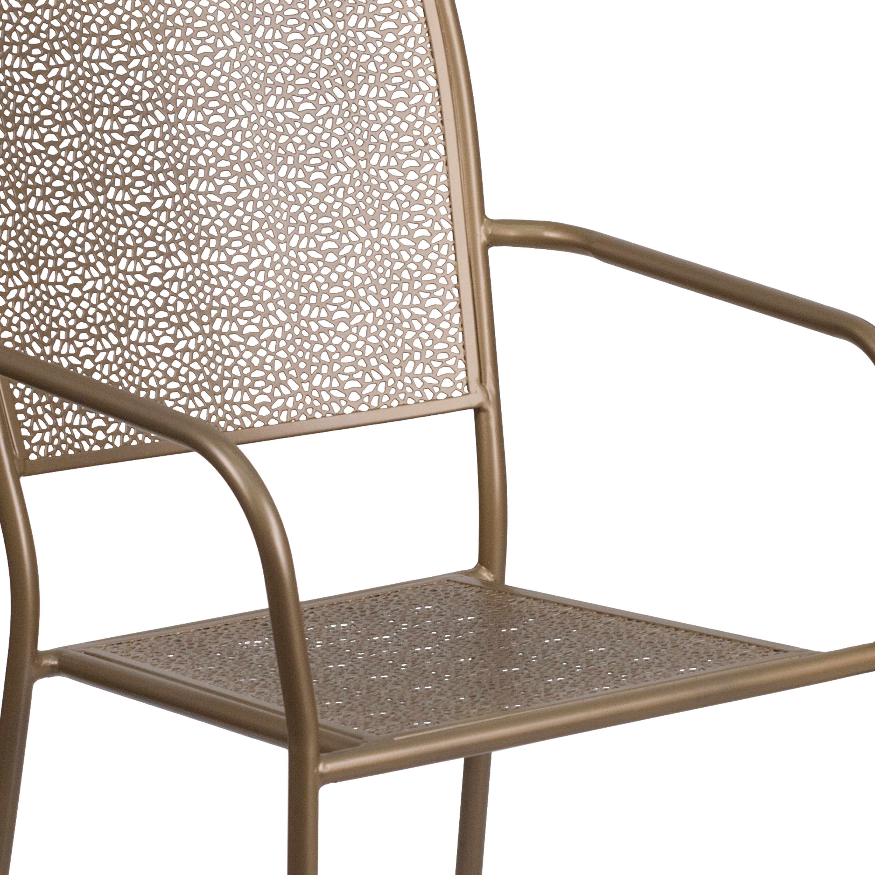 Commercial Grade Sky Blue Indoor-Outdoor Steel Patio Arm Chair with Square Back - Picture 39 of 61