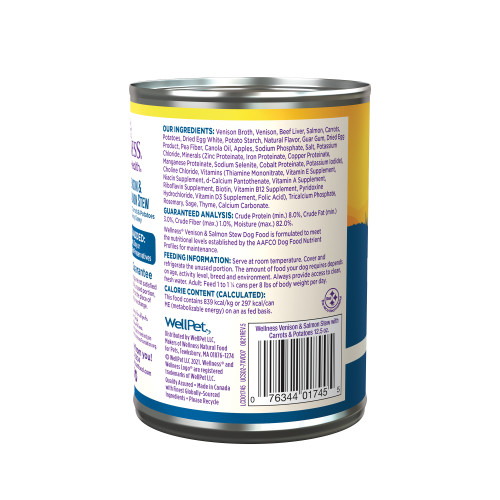 Wellness Complete Health Stews Venison & Salmon back packaging
