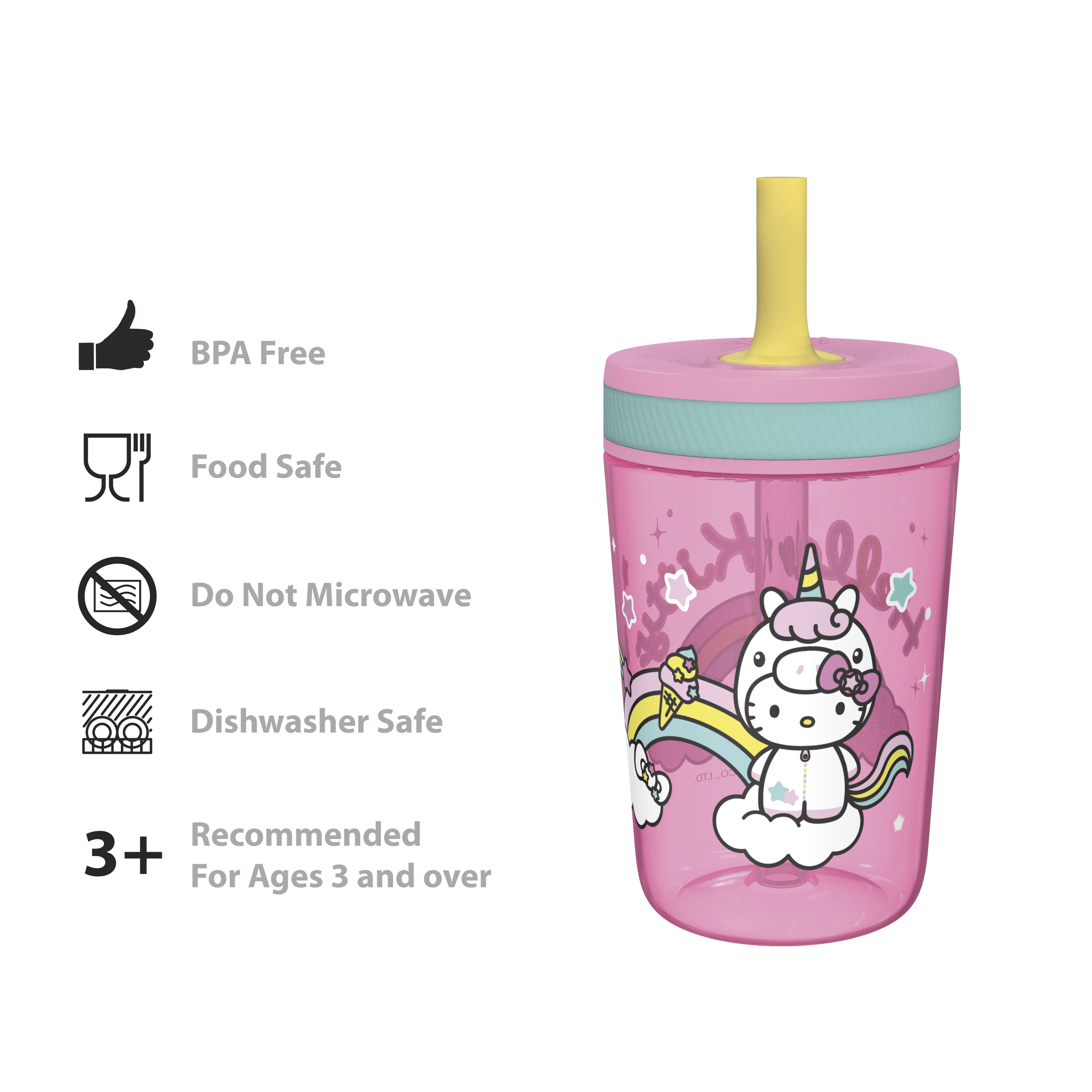 Sanrio 15 ounce Plastic Tumbler with Lid and Straw, Hello Kitty, 2-piece set slideshow image 3 Sanrio 15 ounce Plastic Tumbler with Lid and Straw, Hello Kitty, 2-piece set slideshow image 3