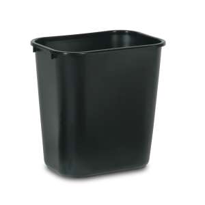 Rubbermaid Commercial, 7 gal, Resin, Black, Rectangle, Receptacle