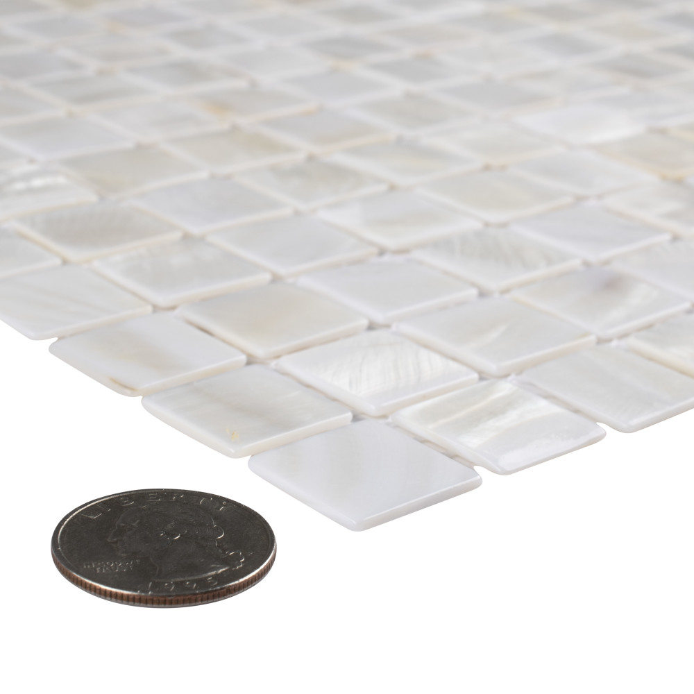 Conchella Square White 12 in. x 12 in. Natural Shell Mosaic Tile ...