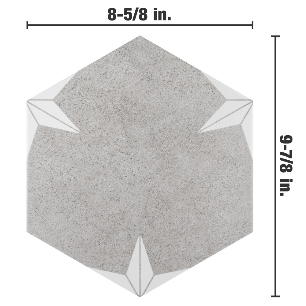Stella Hex Mist 8-5/8 in. x 9-7/8 in. Porcelain Floor and Wall Tile