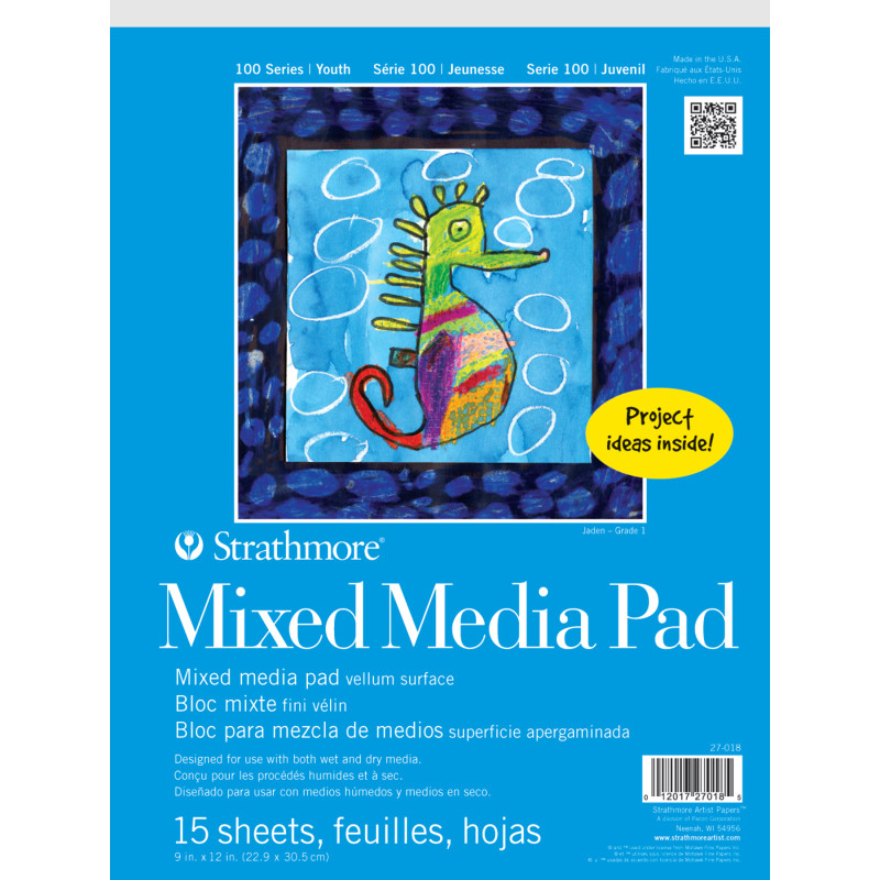 100 Series Mixed Media Pad, 15 Sheet, 9x12 inch, 1 Count
