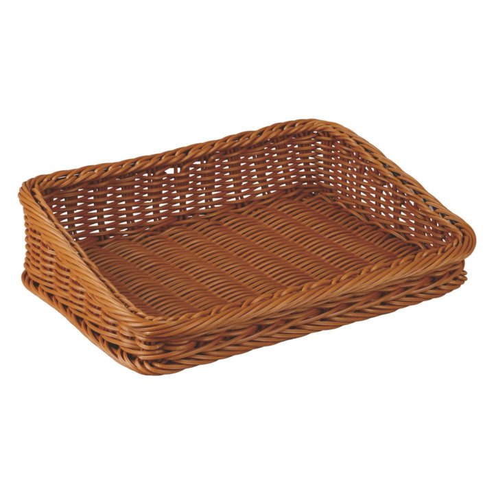 Slanted wicker bread basket 58 x 38 cm polypropylene in brown