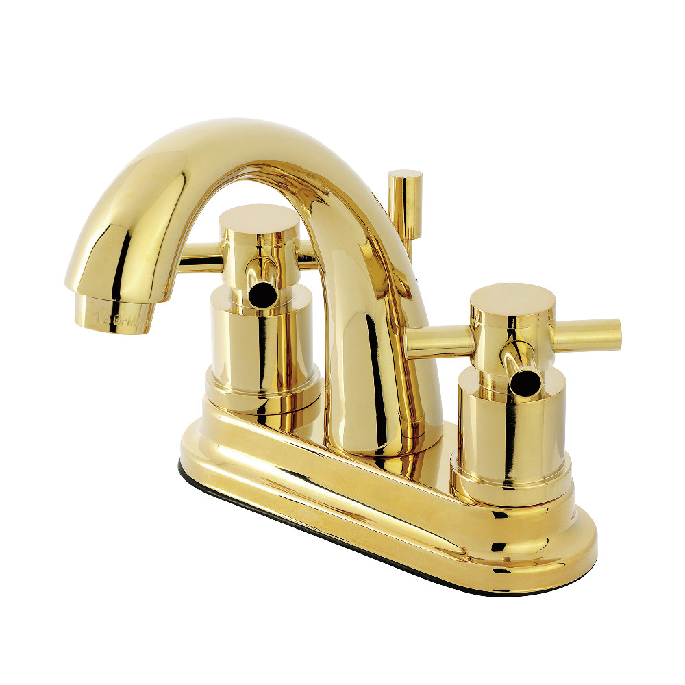 Double-Handle 4 inch Centerset Bathroom Faucet with Brass Pop-Up, Polished Brass with 2 Finish Options