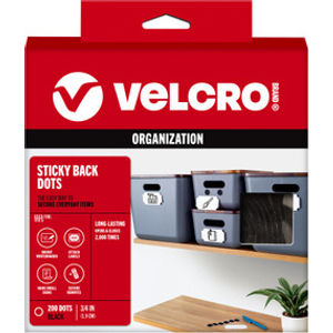 Sticky Back Hook and Loop Dots, 3/4 in Dots, Black, 200 Count