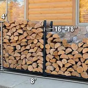 photo of firewood on a firewood rack