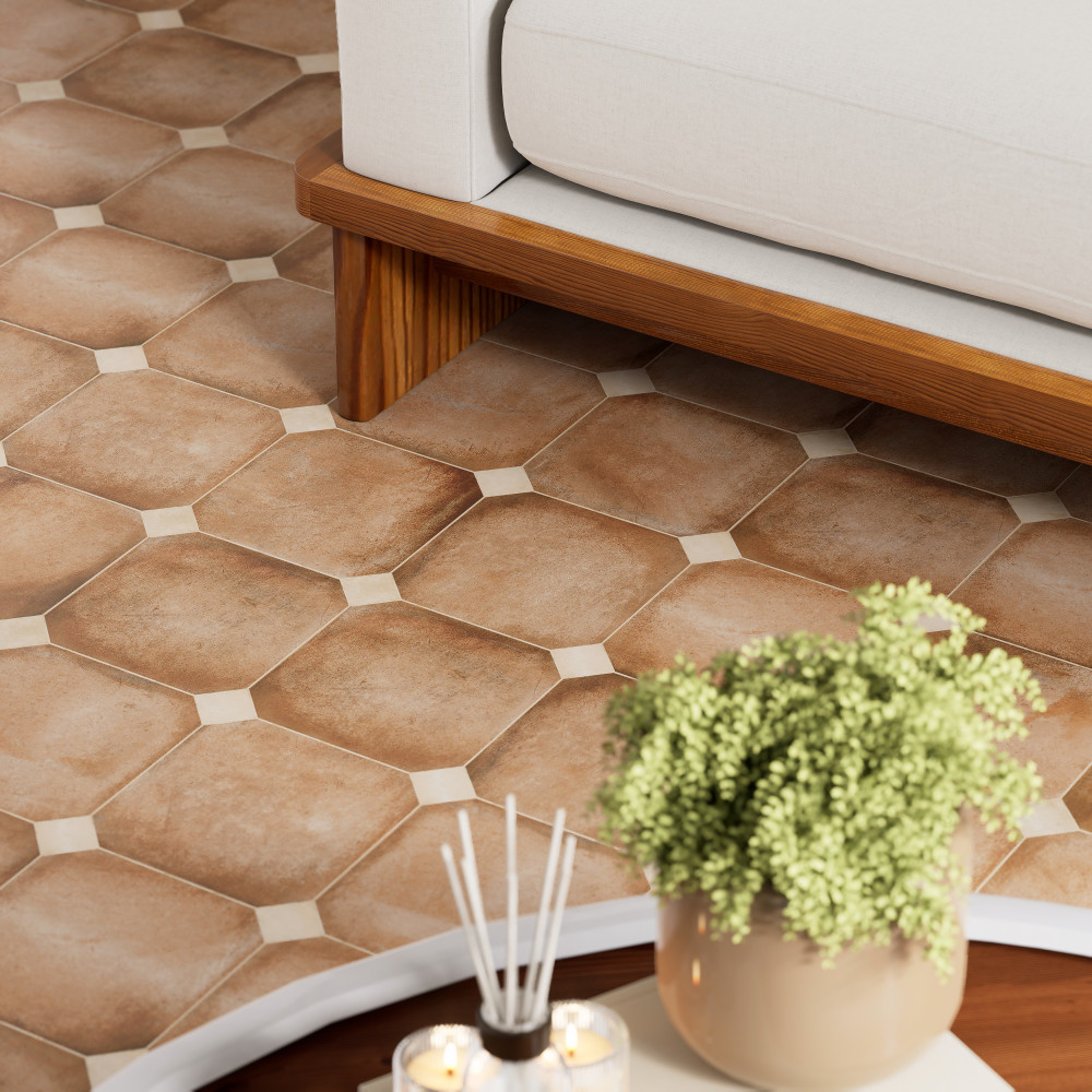 Laverton Octagon Natural with Taco Beige 7-7/8 in. x 7-7/8 in. Porcelain Floor and Wall Tile