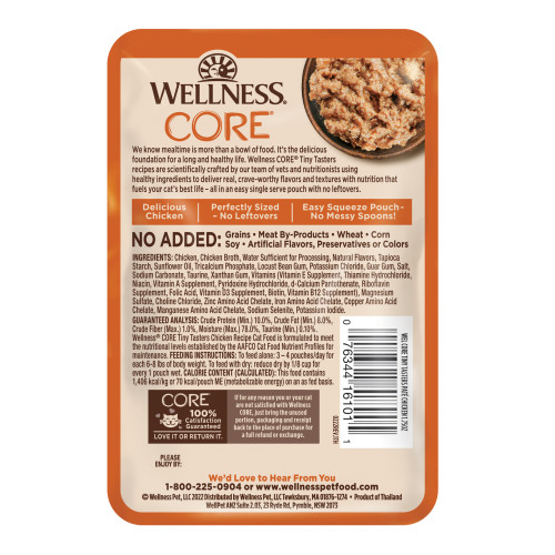 Wellness CORE Tiny Tasters Chicken Pate back packaging