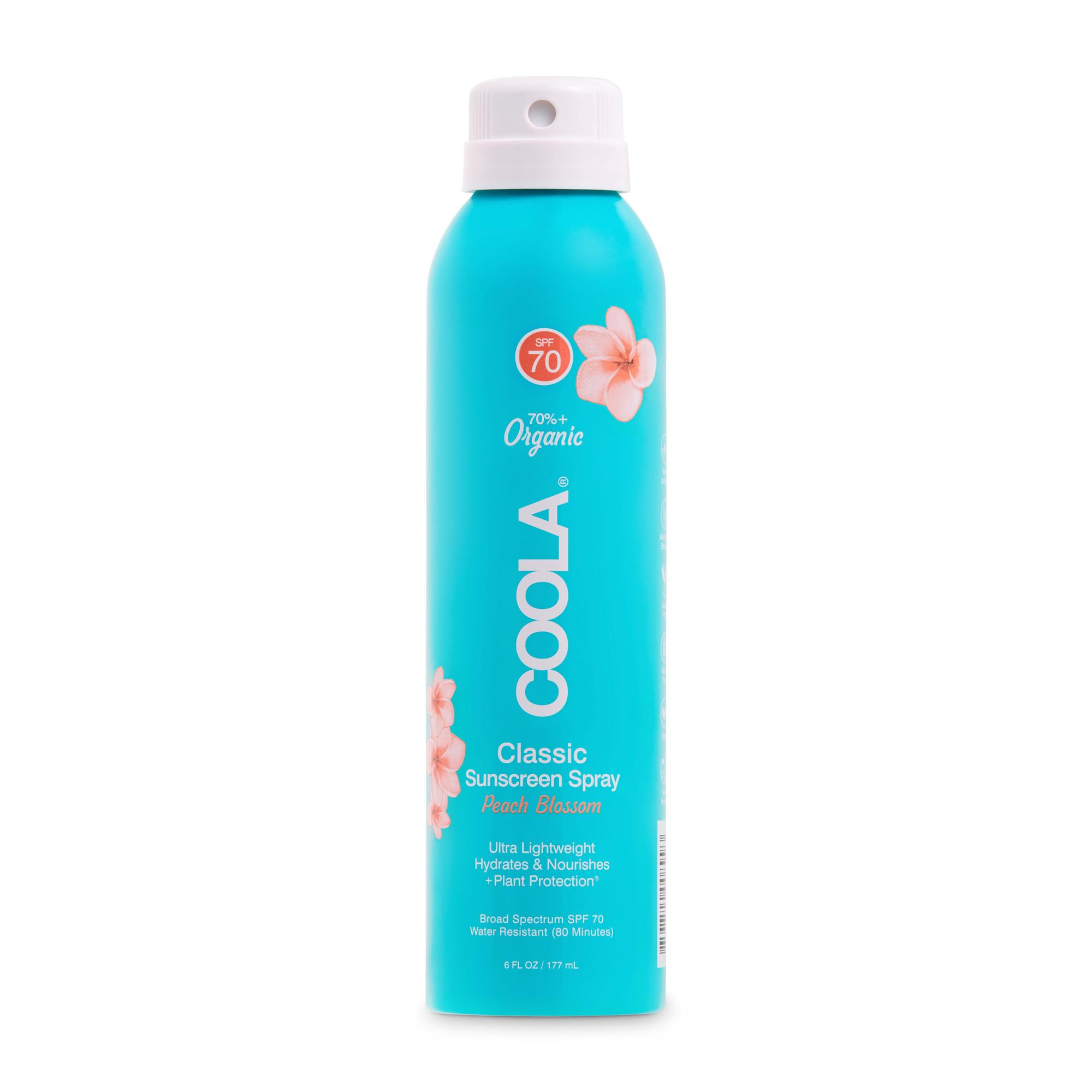 Coola® Clear Body Sunscreen Spray SPF 70 Peach Blossom Scent, 6-ounce Can