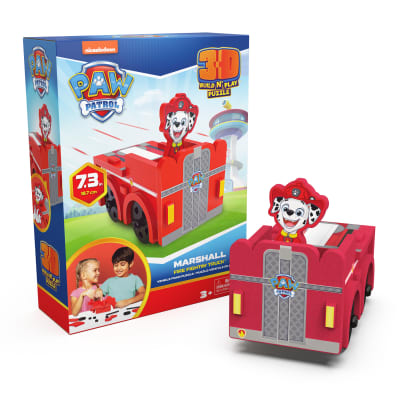 Spin Master, PAW Patrol 3D Build N' Play Puzzle, Marshall Fire Fightin' Truck 7.3-inch Vehicle Foam Puzzle, Ages 3+
