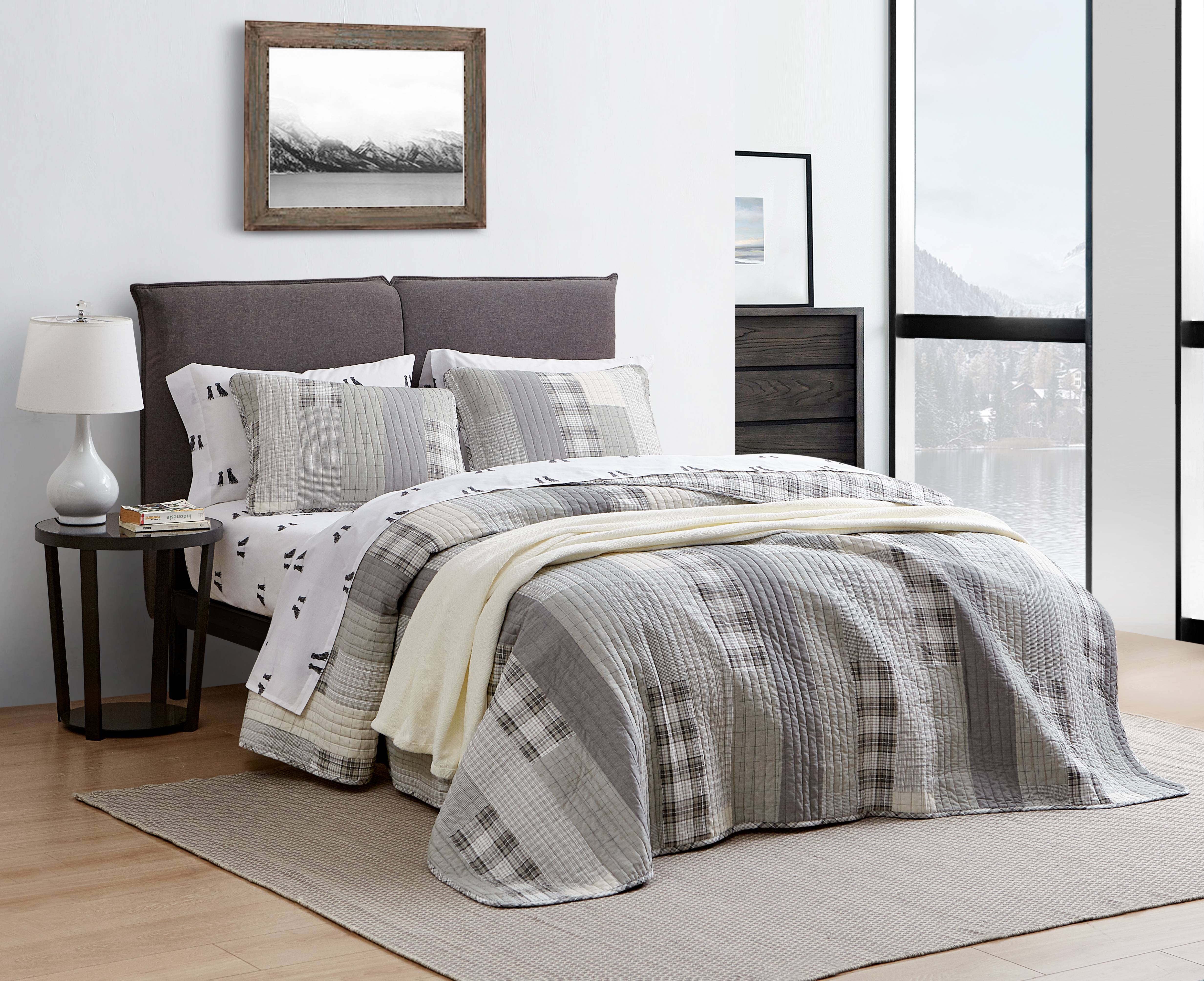 Eddie Bauer Cotton Quilt & Sham Sets (Fairview Patchwork-Grey)