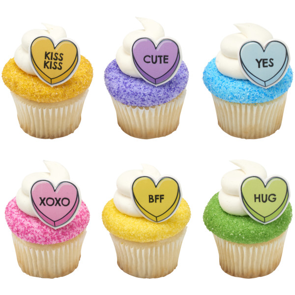Candy Hearts Cupcake Rings