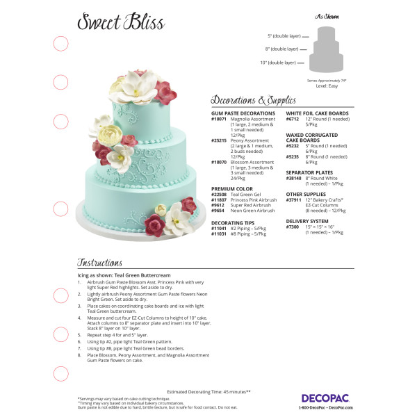 Sweet Bliss Cake Decorating Instruction Card