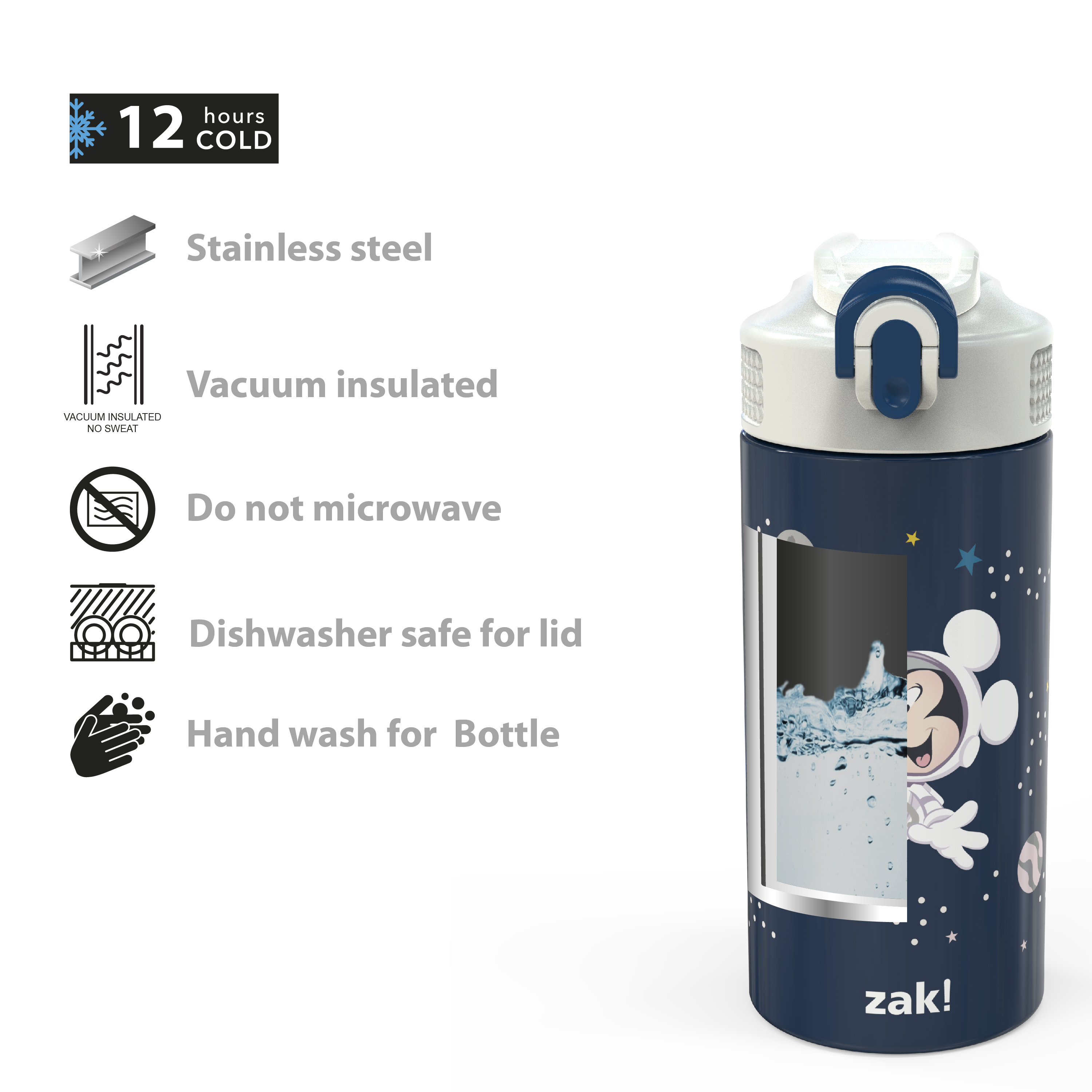 Disney 14 ounce Stainless Steel Vacuum Insulated Water Bottle, Mickey Mouse slideshow image 5 Disney 14 ounce Stainless Steel Vacuum Insulated Water Bottle, Mickey Mouse slideshow image 5