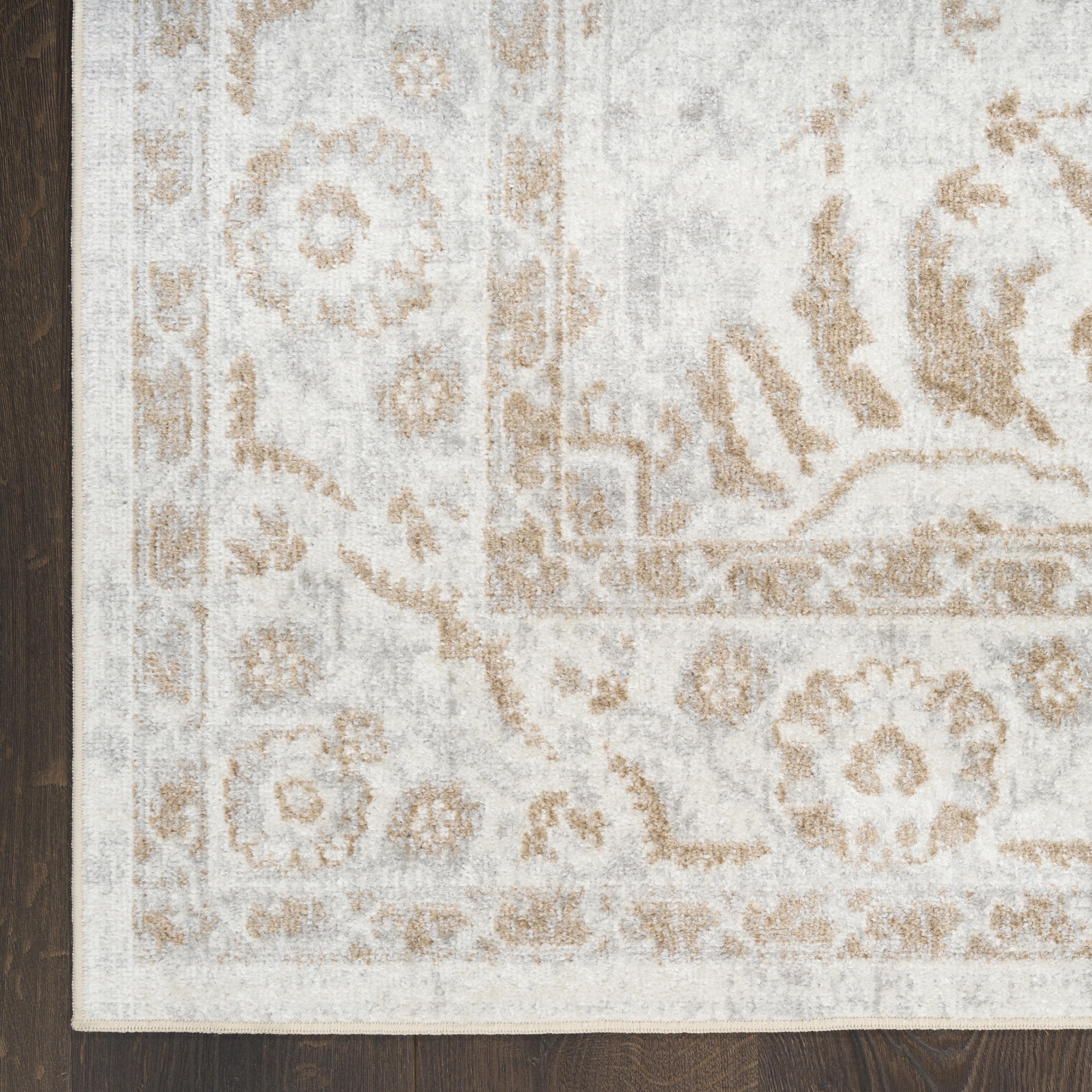 Nourison Astra Machine Washable 4' x 6' Grey Vintage Indoor Rug
