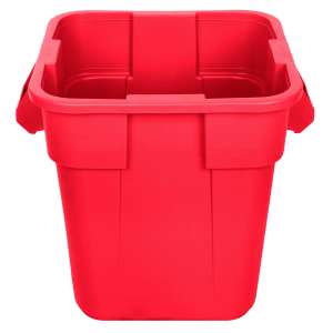 Rubbermaid Commercial, BRUTE, 28 gal, Resin, Red, Square, Receptacle