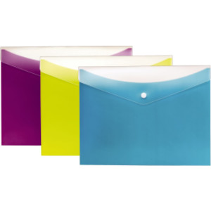 Dual Pocket Snap Poly Envelope, Letter Size, 3-Pack