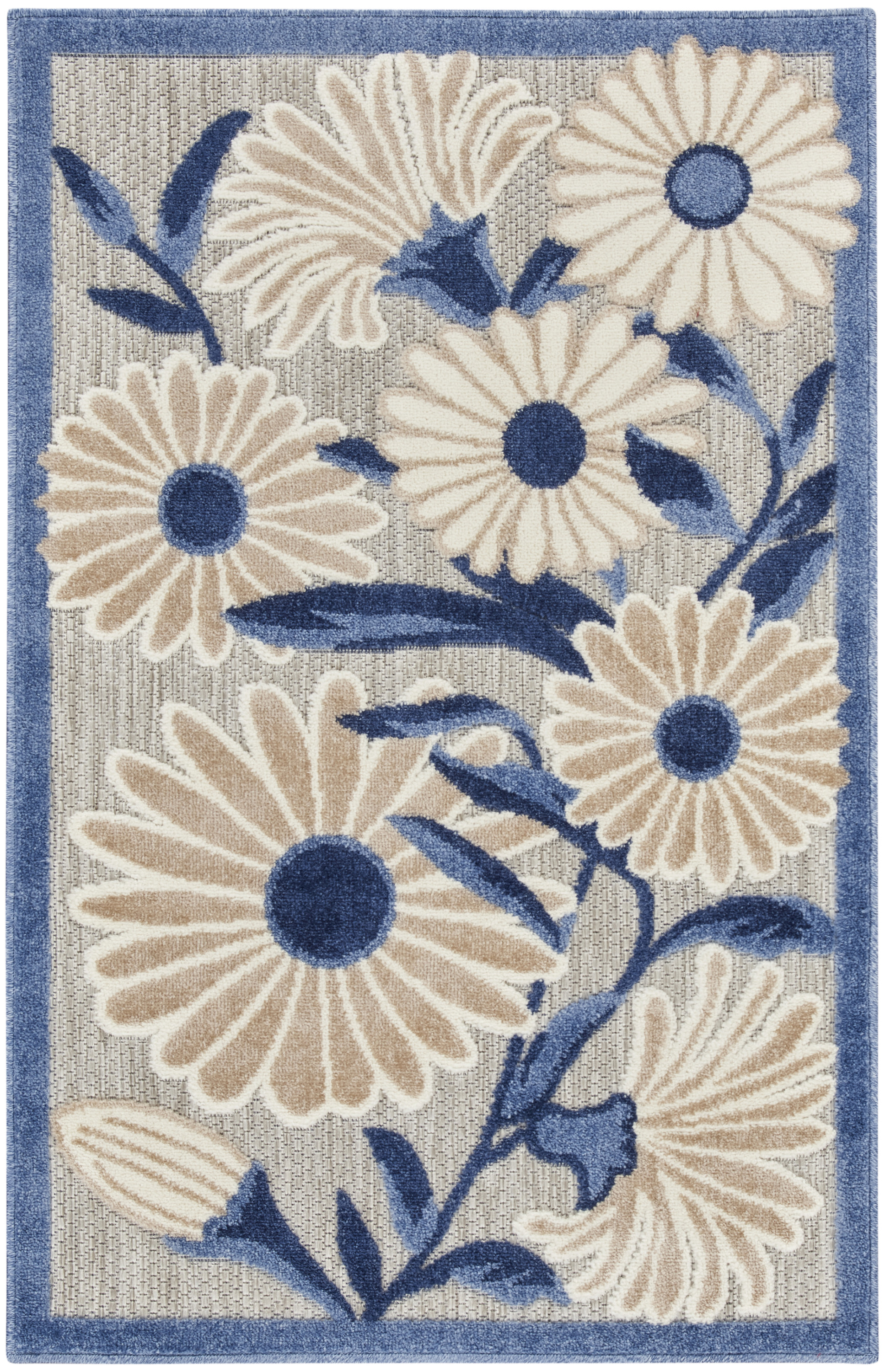 Nourison Aloha 2'8" x 4' Blue Grey Contemporary Rug