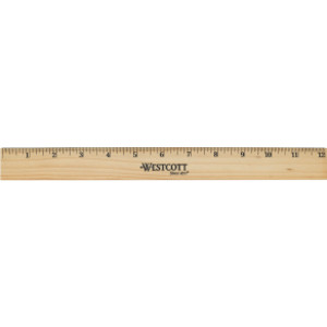 Beveled Wood Ruler, Standard, 12 in Long, Natural Hardwood, Set of 12