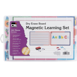 Magnetic Learning Set, 241 Pieces, Letters, Numbers & Symbols with Dry-Erase Board