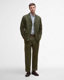 Herringbone Cotton Trousers Classic Green