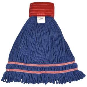 Hillyard, Antimicrobial Blend Looped-End Wet Mop Head with 5" Headband, Large, Blue