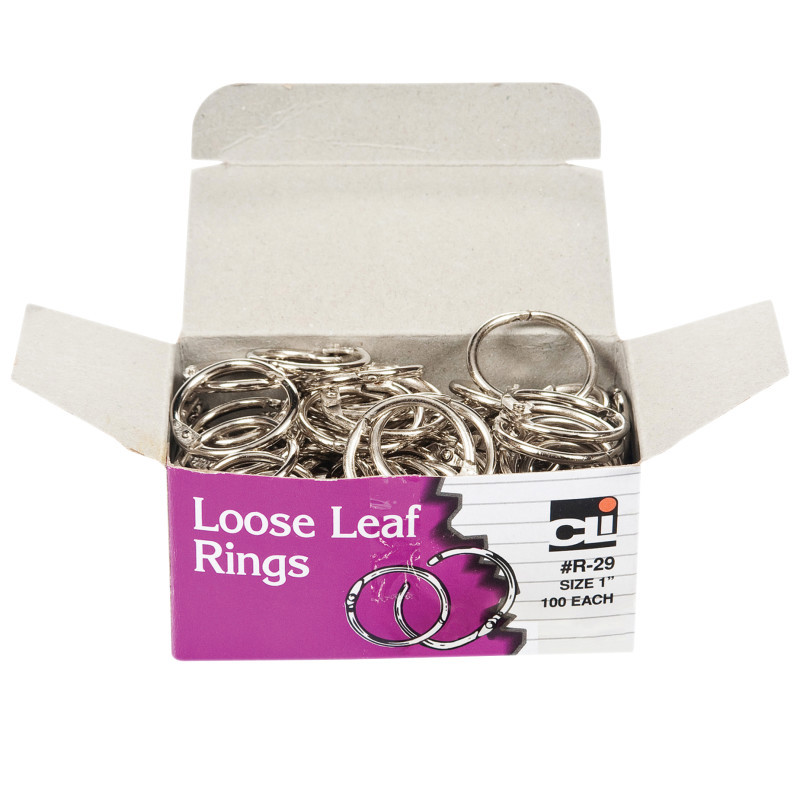 Loose+Leaf+Rings+with+Snap+Closure%2C+Nickel+Plated%2C+1+Inch+Diameter%2C+100%2FBox