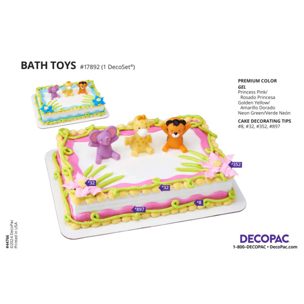 Bath Toys Cake Decorating Instruction Card