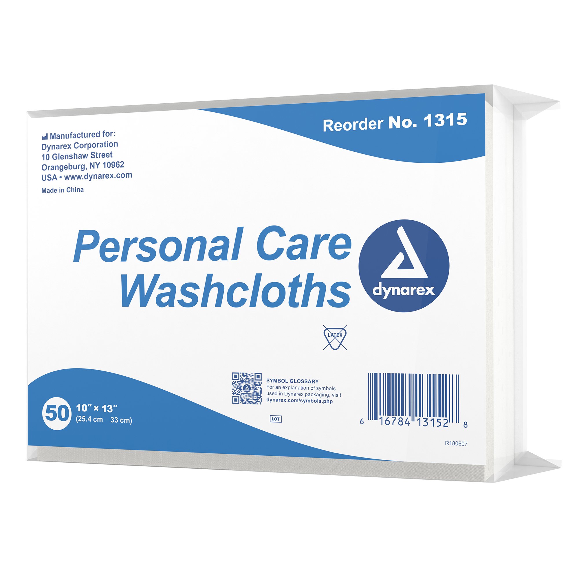 dynarex® Personal Care Washcloth, Disposable, 10 x 13 Inch