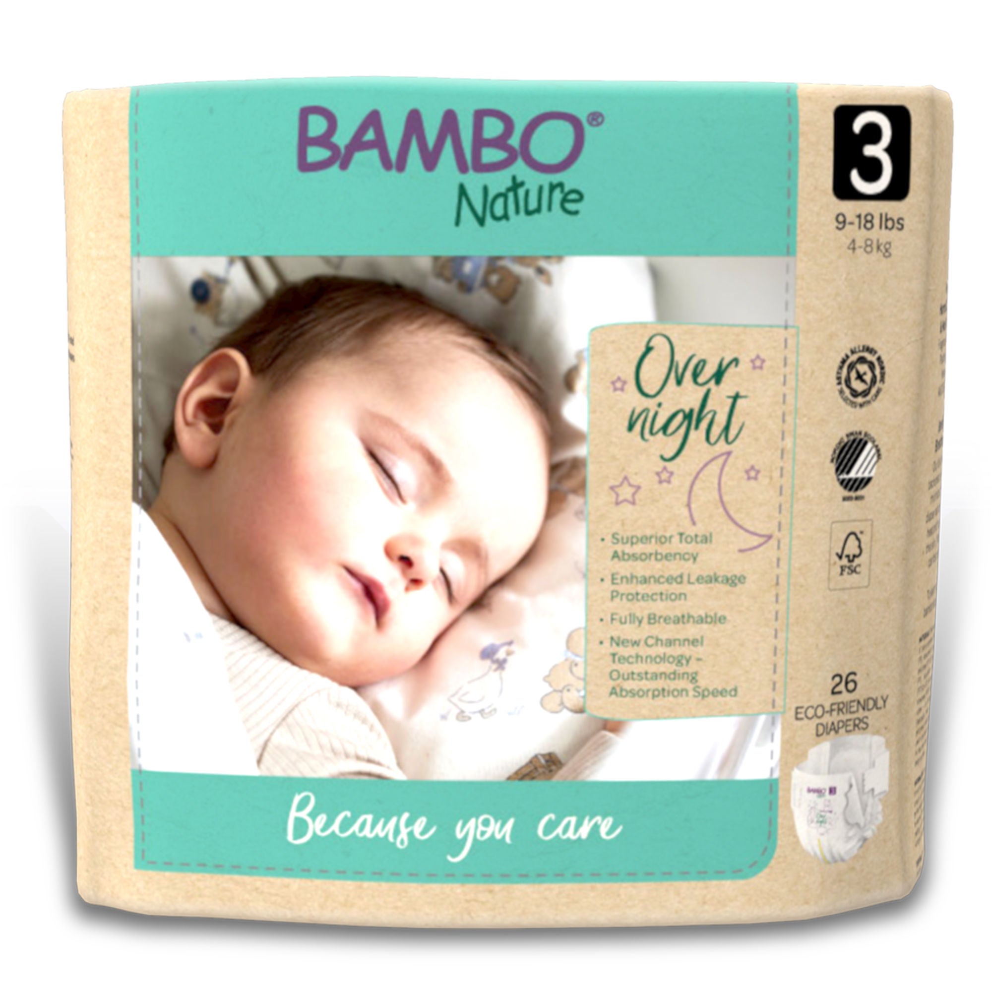 Bambo® Nature Overnight Diapers, Size 3