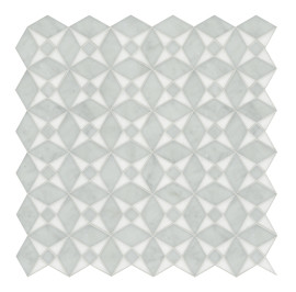 Olynthos Carrara And Thassos Standard 14×14 Tyson Petite Mosaic