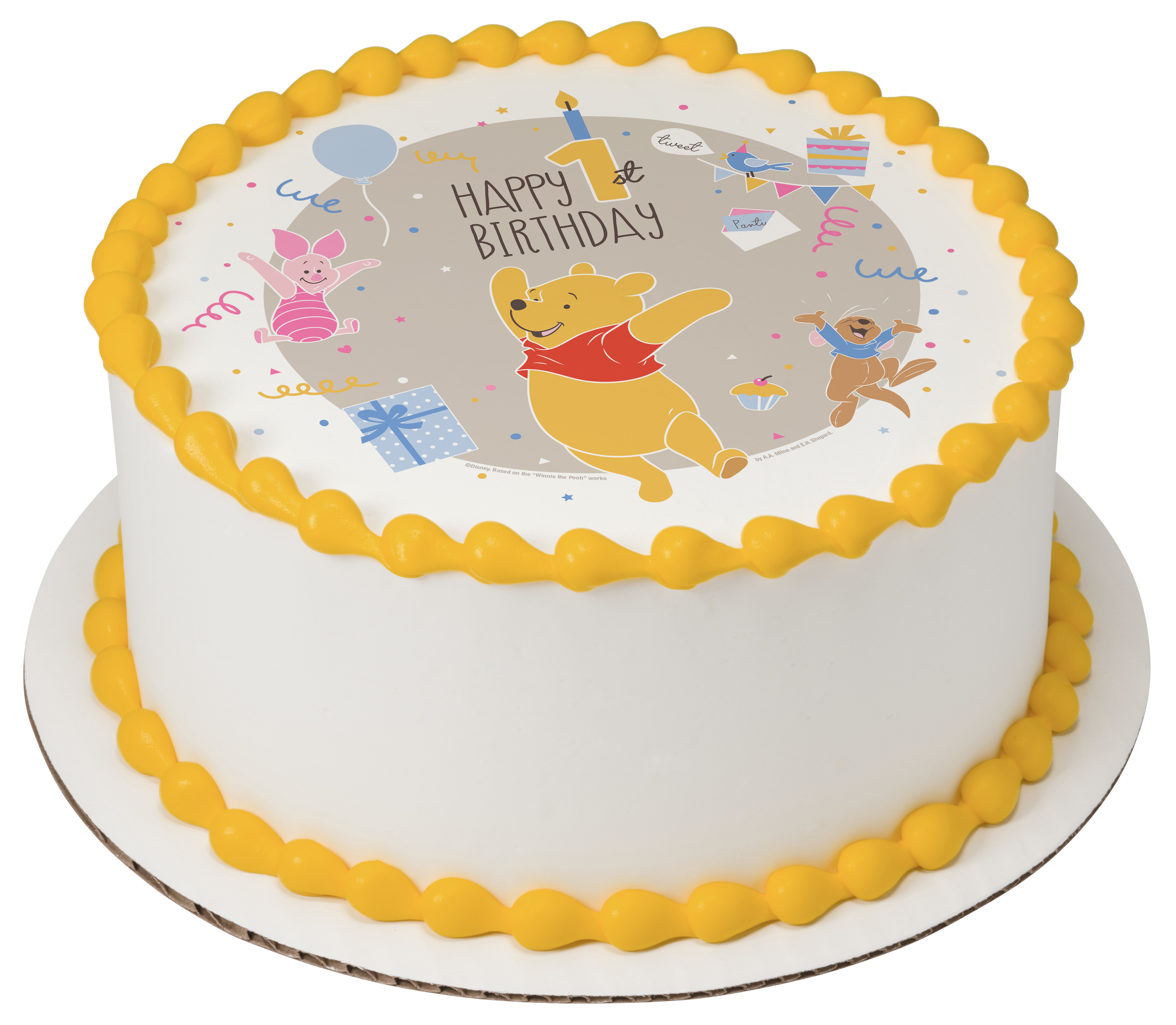 Winnie The Pooh Happy 1st Birthday Photocake Image | DecoPac