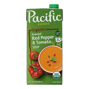 Pacific Foods® Organic Roasted Red Pepper and Tomato Soup, 32 oz Carton (Case of 12)