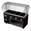 60-inch 120-volt four-well 2-Series deluxe hot-food station with walnut woodgrain base, storage compartment and buffet-style breath guard