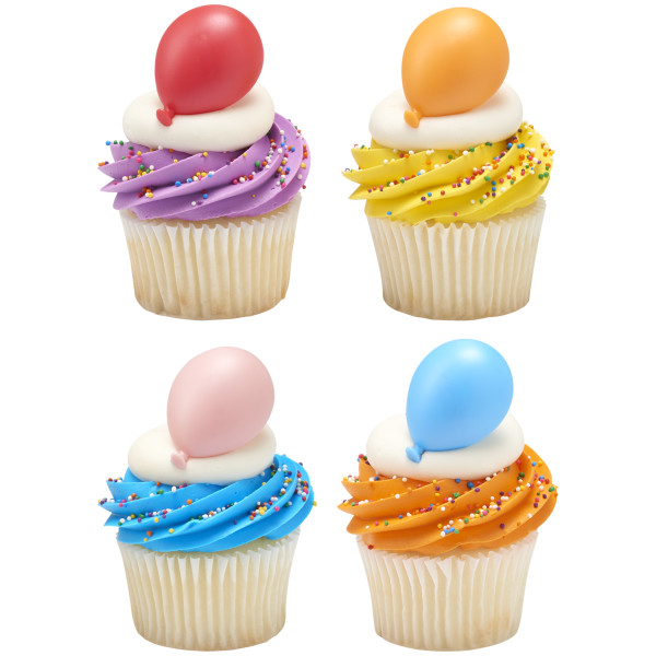 Bright Rainbow Balloon Assortment Cupcake Rings