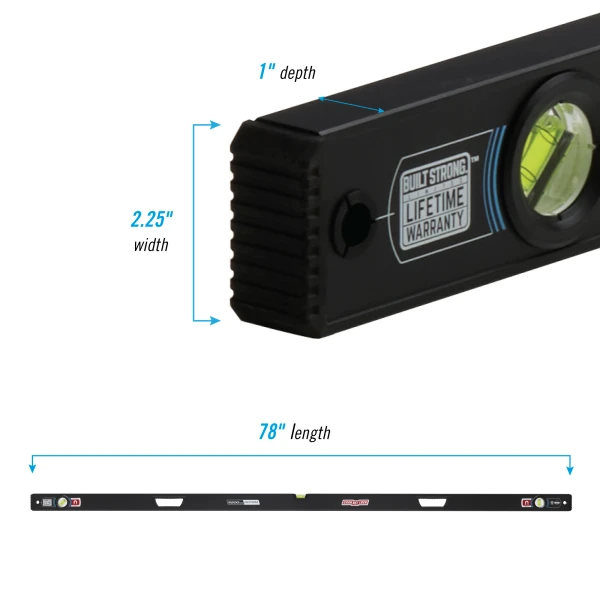 5200-0078M 78-inch Professional-Grade Magnetic Aluminum Box Level