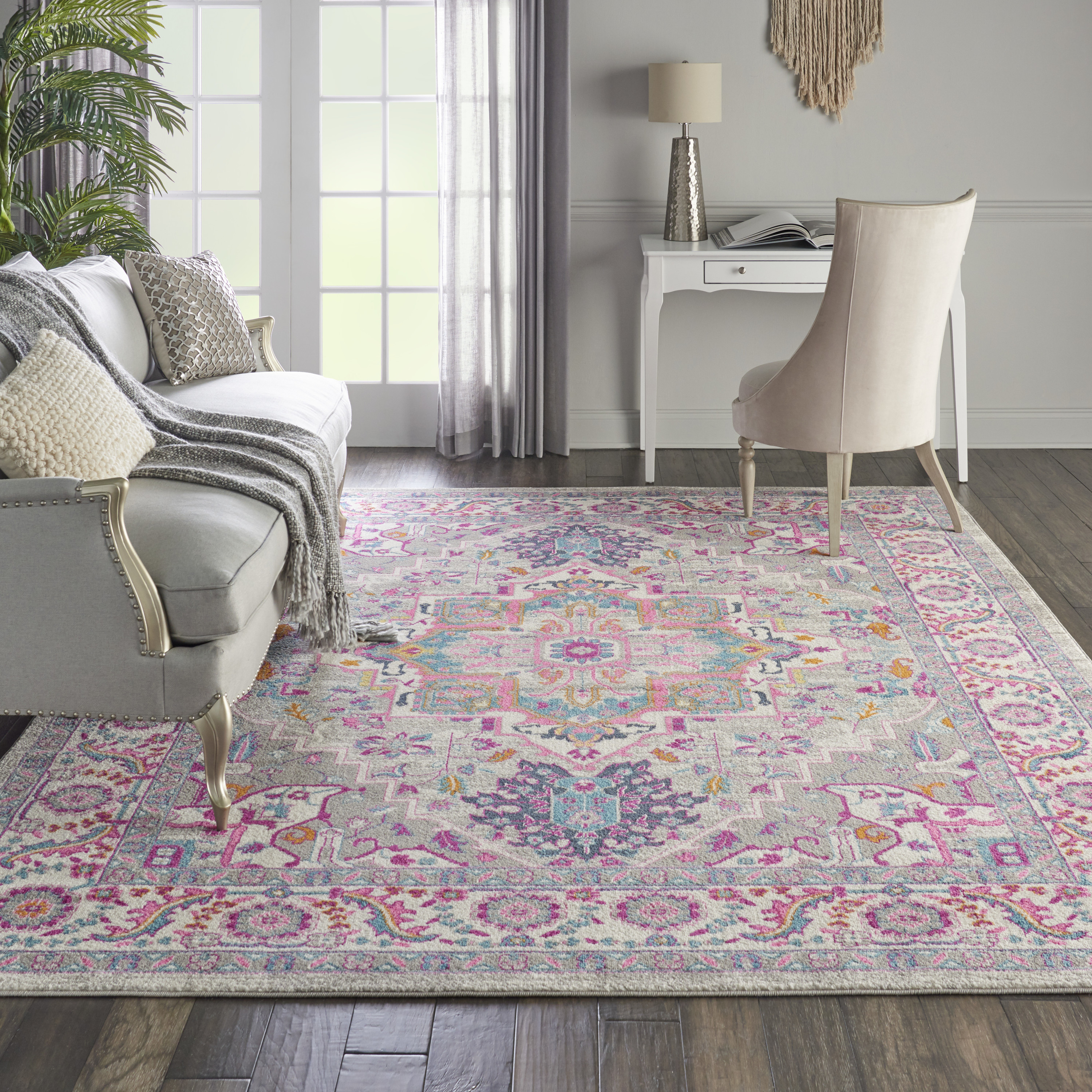 Nourison Passion 8' x 10' Light Grey Pink Bohemian Indoor Rug