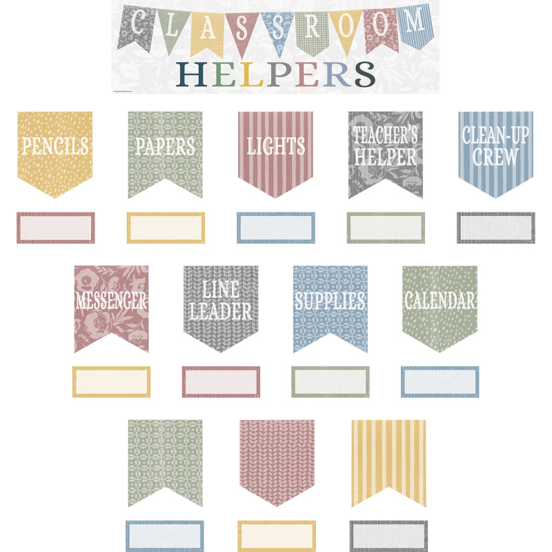 Classroom Cottage Classroom Helpers Mini Bulletin Board Set, 48 Pieces