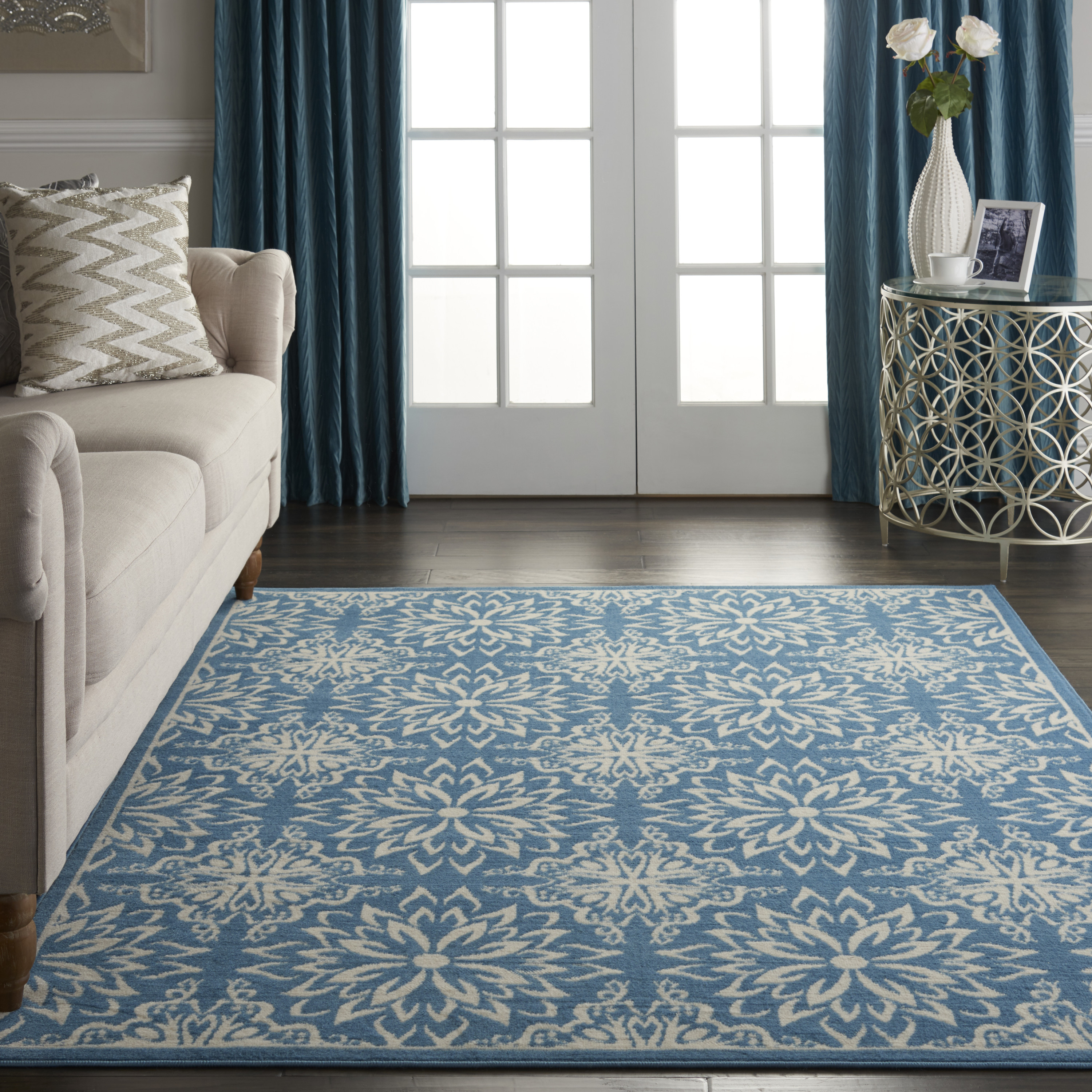 Nourison Jubilant 4' x 6' Ivory Blue Farmhouse Indoor Rug