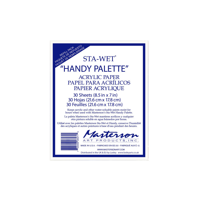 Sta-Wet® Handy Palette Acrylic Paper Refills, White, 8.5x7 in, 30 Sheets