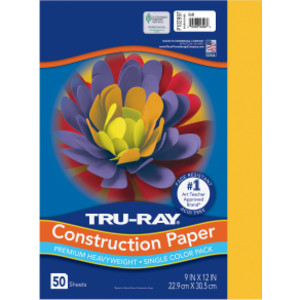 Construction Paper, Heavyweight, Gold, 9" x 12", 50 Sheets