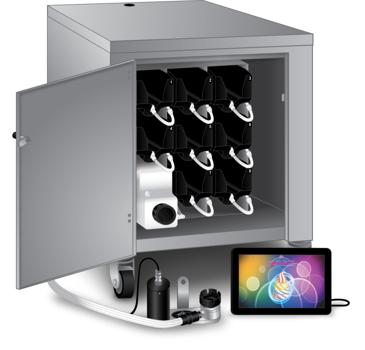 Eight-flavor striped Flavor Burst® soft-serve system